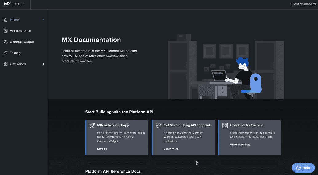 Screenshot of the homepage of the old MX docs site