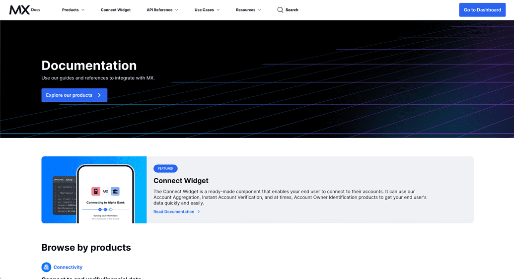 Screenshot of the homepage of the new MX docs site